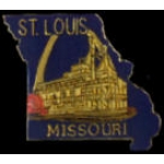 CITY OF ST LOUIS, MO WITH GATEWAY ARCH AND RIVERBOAT CITY PIN